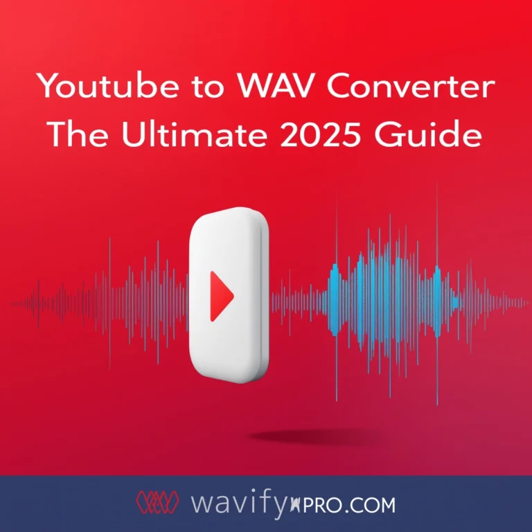 A digital illustration showing YouTube to WAV conversion process in 2025, symbolizing high quality audio extraction and professional sound editing.
